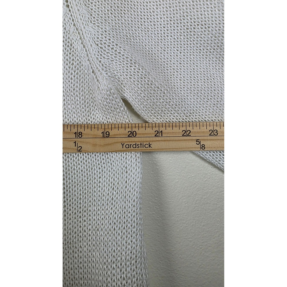 Chicos Cardigan Sweater Womens 2 White Linen Blend Hooded Open Front Striped NWT - Picture 8 of 14